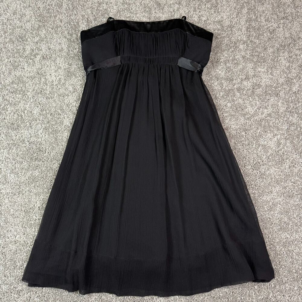 BCBG Maxazaria Black Silk Strapless Empire Dress Sz‎ 6